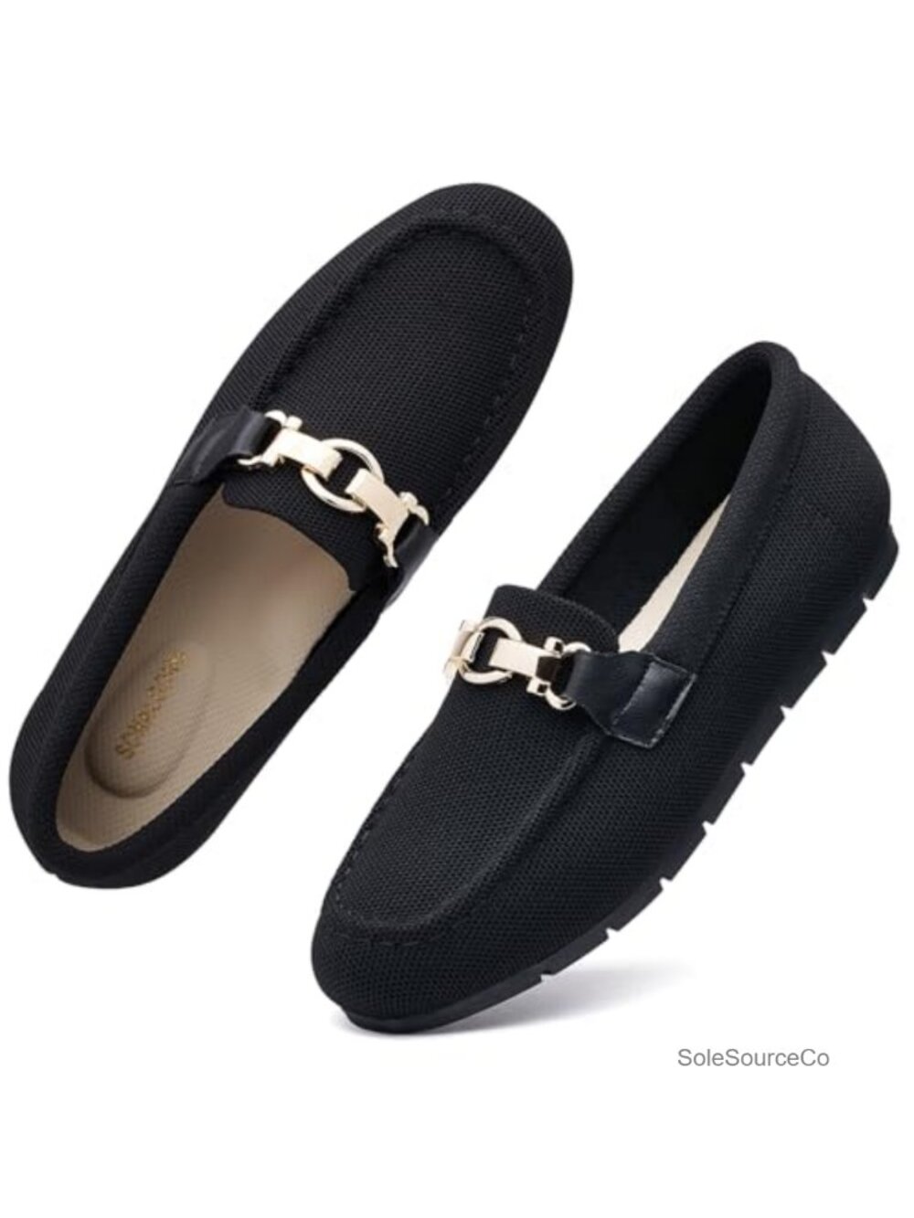Womens Wide Width Slip On Loafers Memory Foam Arch Support Flats